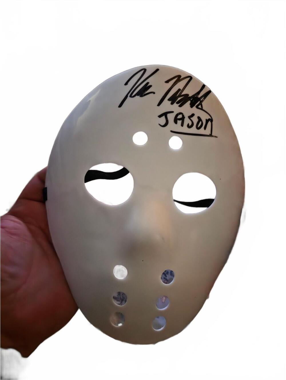 White Jason Hockey M a s k with Jason Actor From 7 8 9 X Kane Hodder Signature